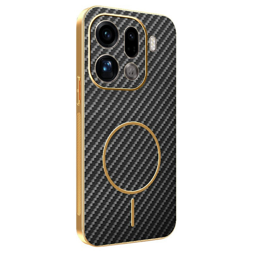 For Oppo Find X9 Pro 5G Phone Case Carbon Fiber Textured Electroplated TPU Back Cover