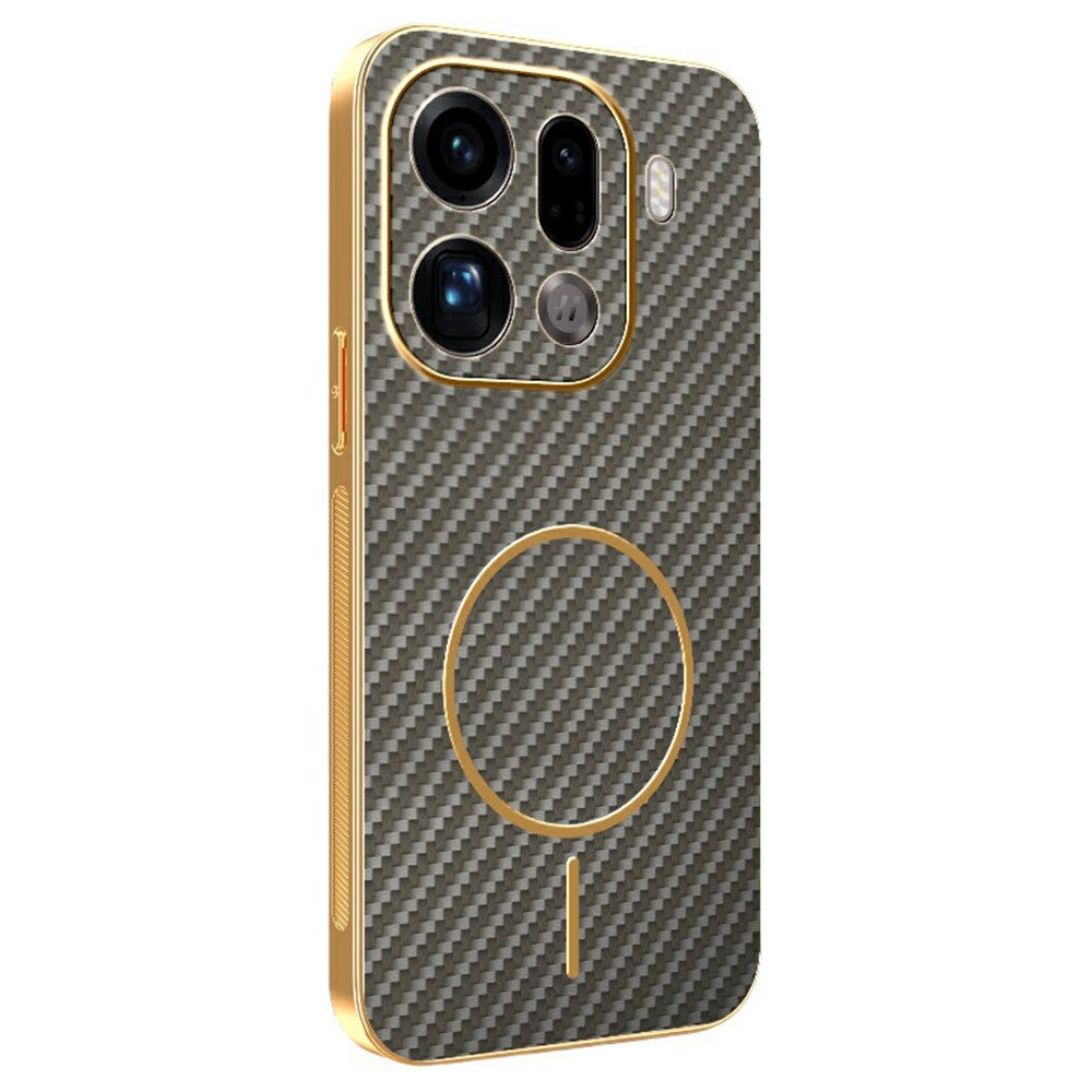 For Oppo Find X9 Pro 5G Phone Case Carbon Fiber Textured Electroplated TPU Back Cover