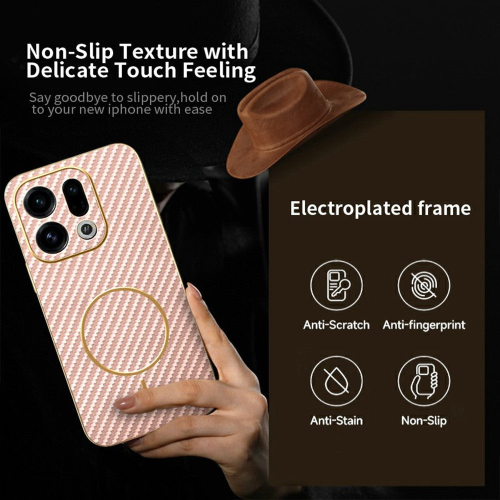For Oppo Find X9 5G Phone Case Carbon Fiber Textured Electroplated TPU Back Cover