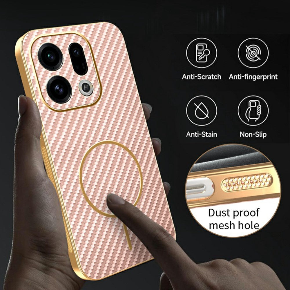 For Oppo Find X9 5G Phone Case Carbon Fiber Textured Electroplated TPU Back Cover