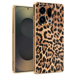 For Oppo Find X9 5G Case Leopard Print PU Leather Coated PC + TPU Electroplating Phone Cover