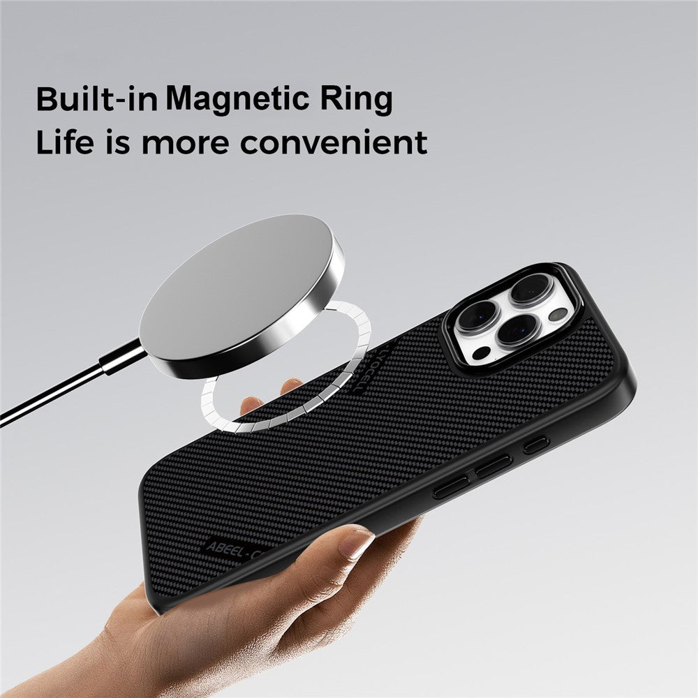 ABEEL CF-Lyocell Series For iPhone 16 Case Compatible with MagSafe Microfiber + PC + E-TPU Phone Cover