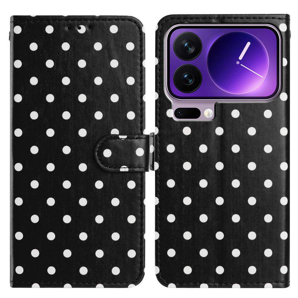 For Xiaomi 17 Pro Max Leather Case Polka Dot Pattern Wallet Stand Folio Phone Cover