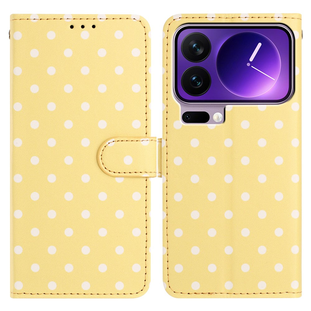 For Xiaomi 17 Pro Max Leather Case Polka Dot Pattern Wallet Stand Folio Phone Cover