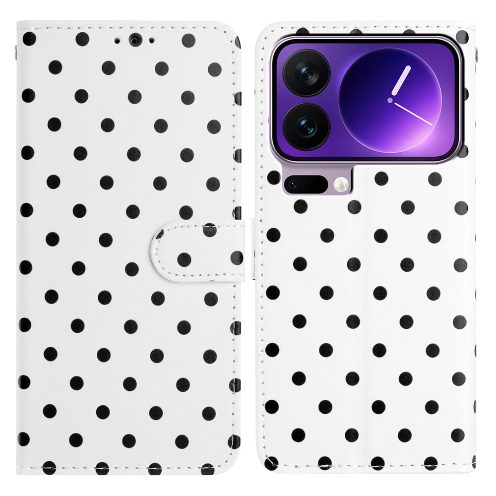 For Xiaomi 17 Pro Max Leather Case Polka Dot Pattern Wallet Stand Folio Phone Cover