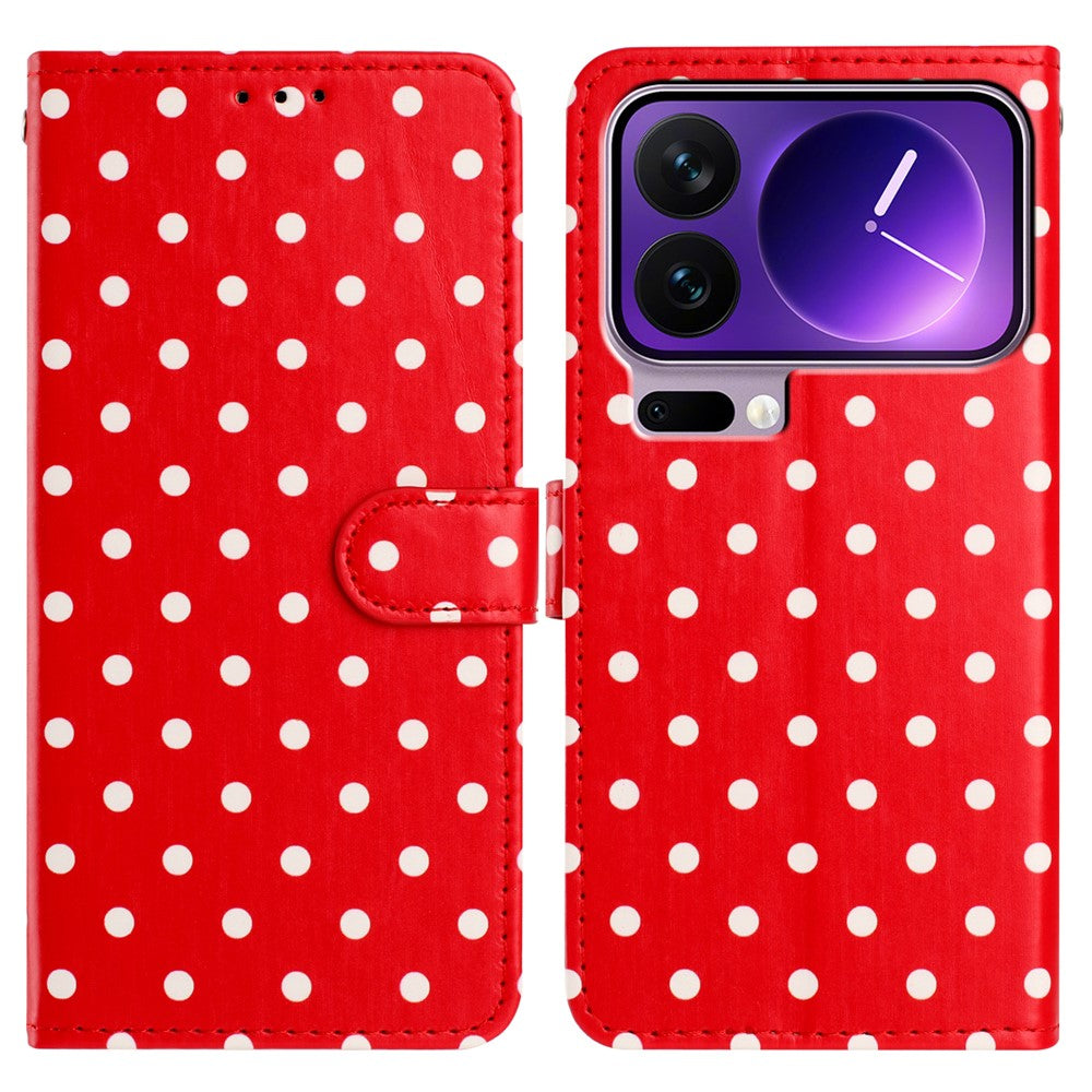 For Xiaomi 17 Pro Max Leather Case Polka Dot Pattern Wallet Stand Folio Phone Cover