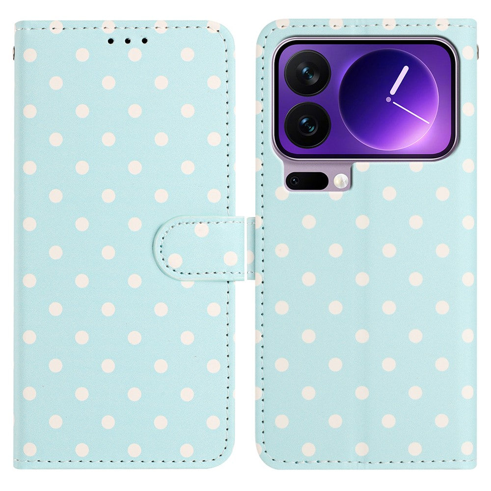 For Xiaomi 17 Pro Leather Case Polka Dot Pattern Wallet Stand Folio Phone Cover