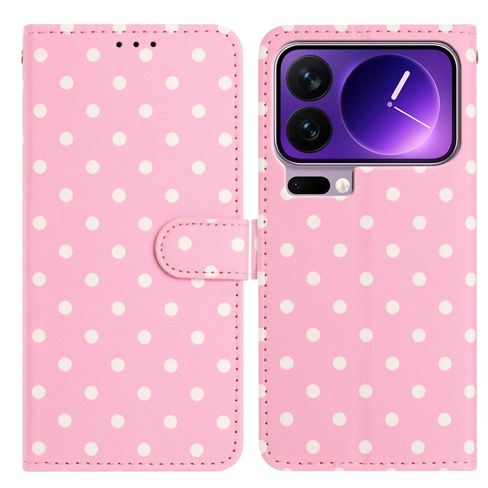 For Xiaomi 17 Pro Leather Case Polka Dot Pattern Wallet Stand Folio Phone Cover