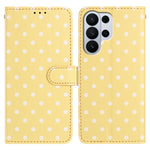 Läderfodral med prickigt mönster till Samsung Galaxy S26 Ultra, plånboksfodral, fodral med stativ och skärm.