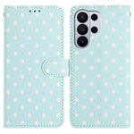 Läderfodral med prickigt mönster till Samsung Galaxy S26 Ultra, plånboksfodral, fodral med stativ och skärm.