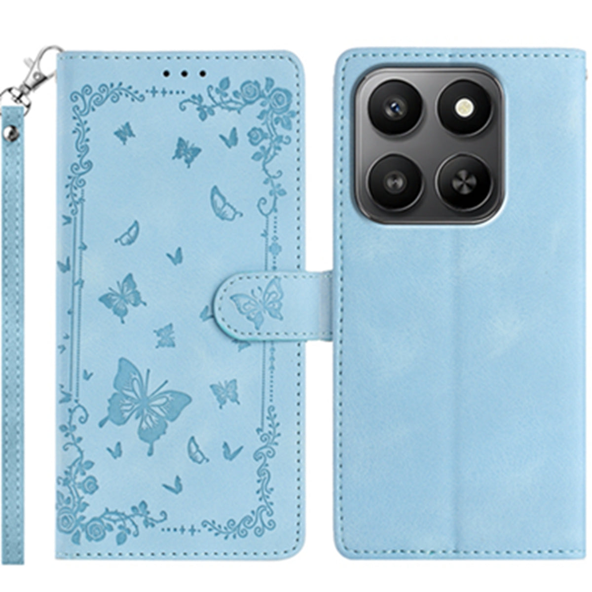 For Xiaomi 17 Case Garden Imprinted PU Leather Wallet Phone Cover with Wrist Strap