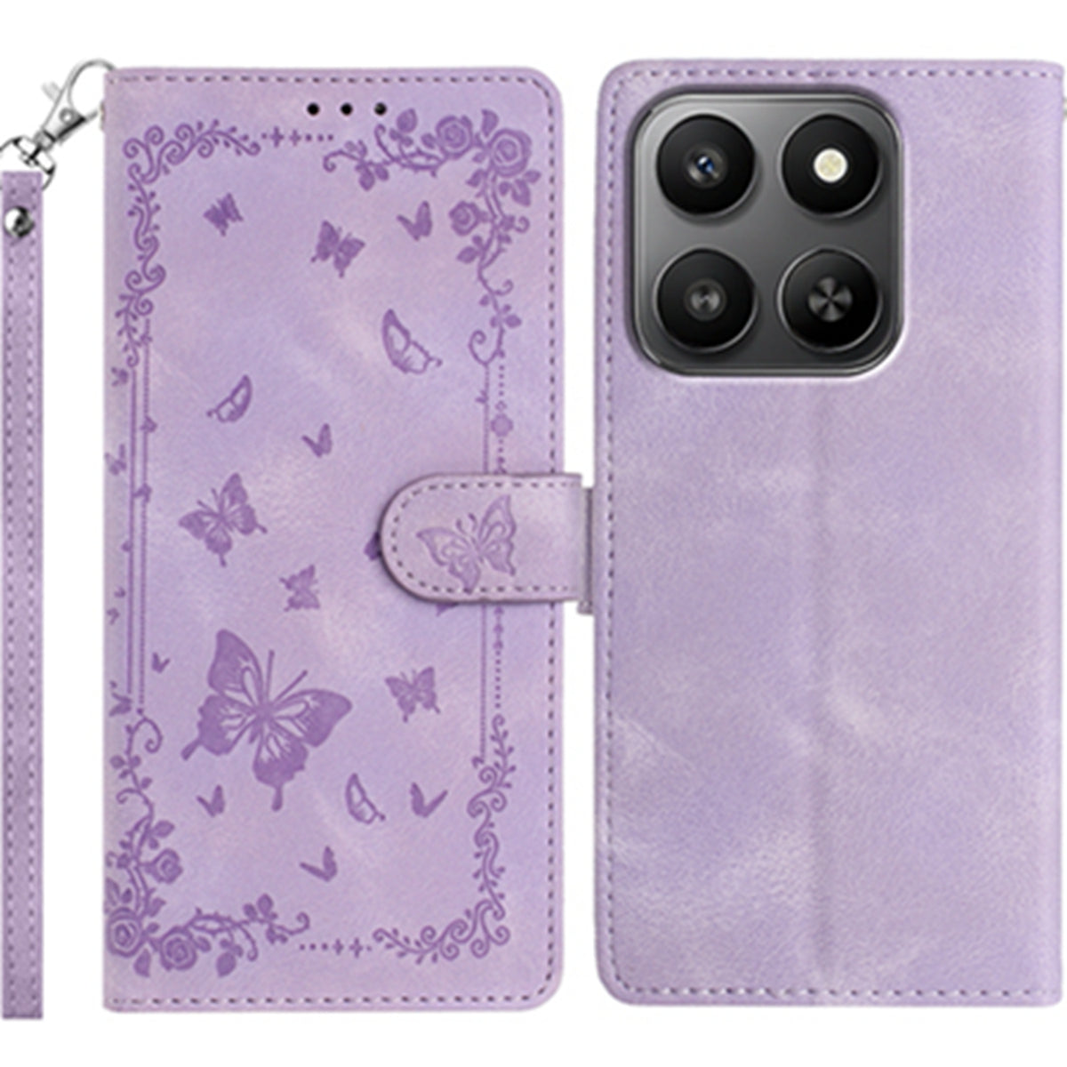 For Xiaomi 17 Case Garden Imprinted PU Leather Wallet Phone Cover with Wrist Strap