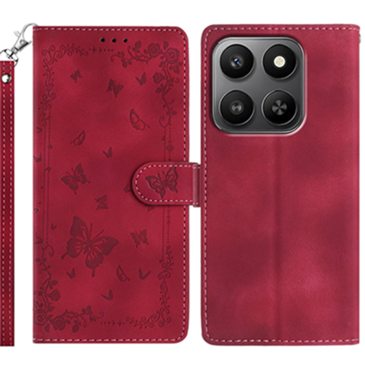 For Xiaomi 17 Case Garden Imprinted PU Leather Wallet Phone Cover with Wrist Strap