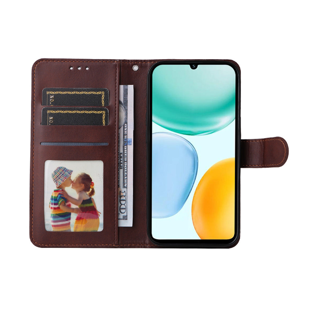 ENKAY HAT PRINCE For Honor X5c Plus 4G PU læder pung etui Telefon stativ cover med hærdet glas