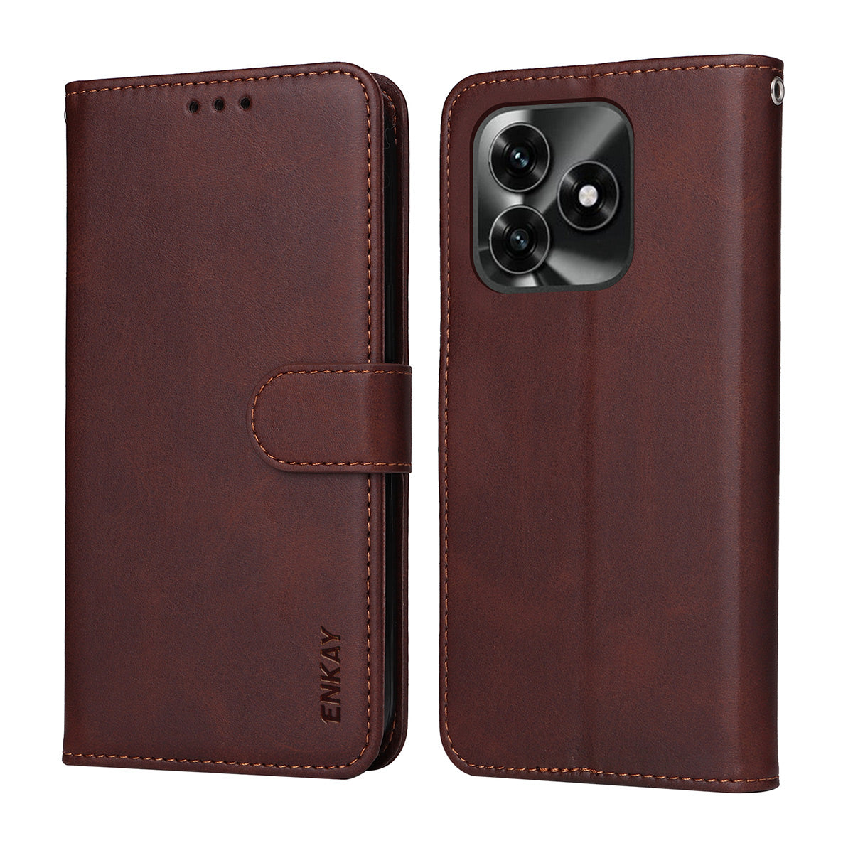 ENKAY HAT PRINCE For Honor X5c Plus 4G PU læder pung etui Telefon stativ cover med hærdet glas