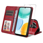 ENKAY HAT PRINCE For Honor X5c Plus 4G PU læder pung etui Telefon stativ cover med hærdet glas