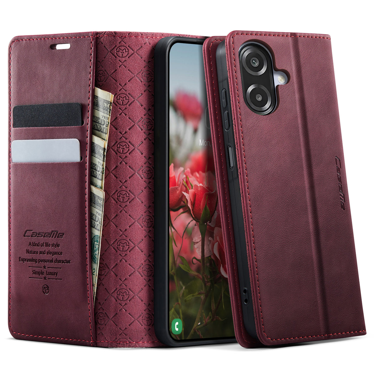 CASEME För Samsung Galaxy A08 5G / A08 4G / A07 4G / A07s 4G / A06 4G / A06 5G Skal 033 Serien RFID-blockerande plånboksfodral i läder med kalvstruktur