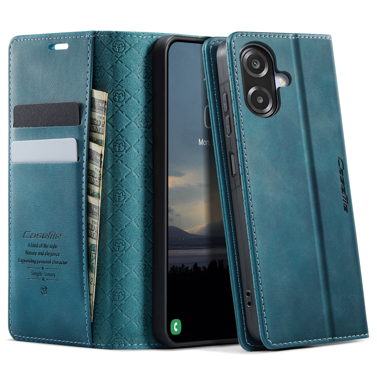 CASEME För Samsung Galaxy A08 5G / A08 4G / A07 4G / A07s 4G / A06 4G / A06 5G Skal 033 Serien RFID-blockerande plånboksfodral i läder med kalvstruktur