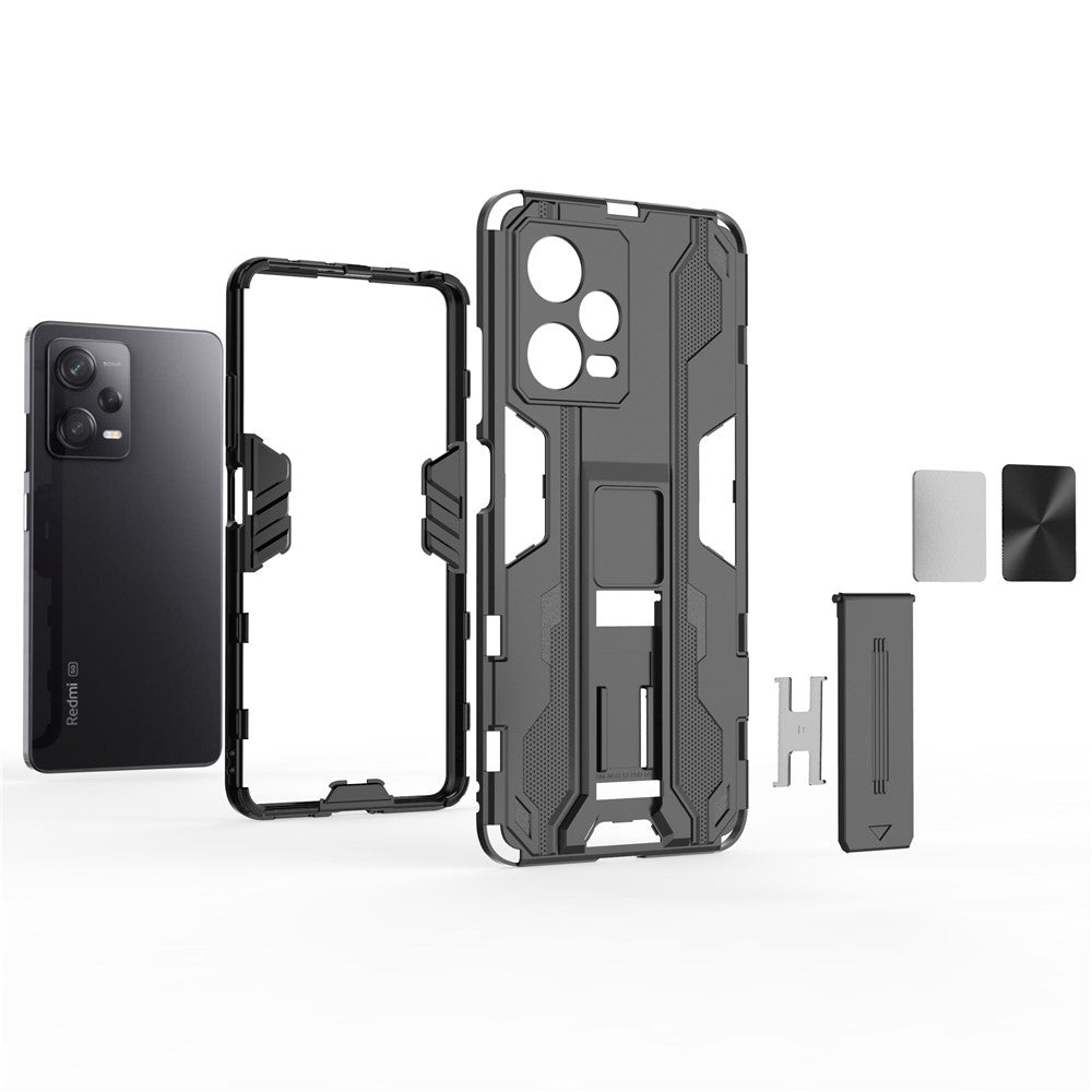 For Xiaomi Redmi Note 12 Pro 5G Hybrid Soft TPU Hard PC Non-slip Protective Case Kickstand Anti-Scratch Phone Cover