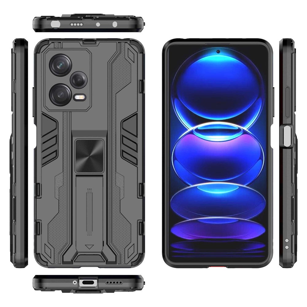 For Xiaomi Redmi Note 12 Pro 5G Hybrid Soft TPU Hard PC Non-slip Protective Case Kickstand Anti-Scratch Phone Cover