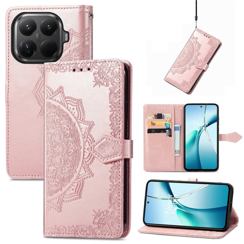 Xiaomi 15T Pro-skal Plånboksfodral Mandala Blomma Lädermobilfodral Stativvy