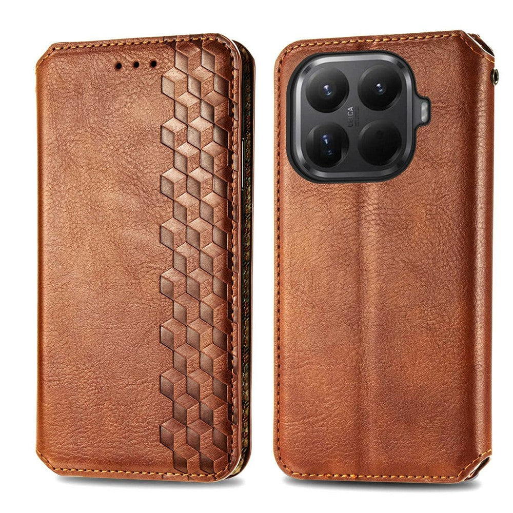 Xiaomi 15T Pro-skal Rhombus Imprint PU-läderplånboksfodral