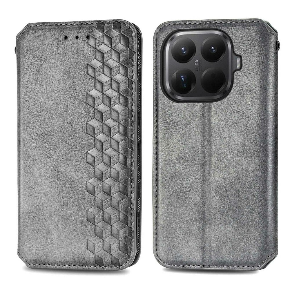 Xiaomi 15T Pro-skal Rhombus Imprint PU-läderplånboksfodral