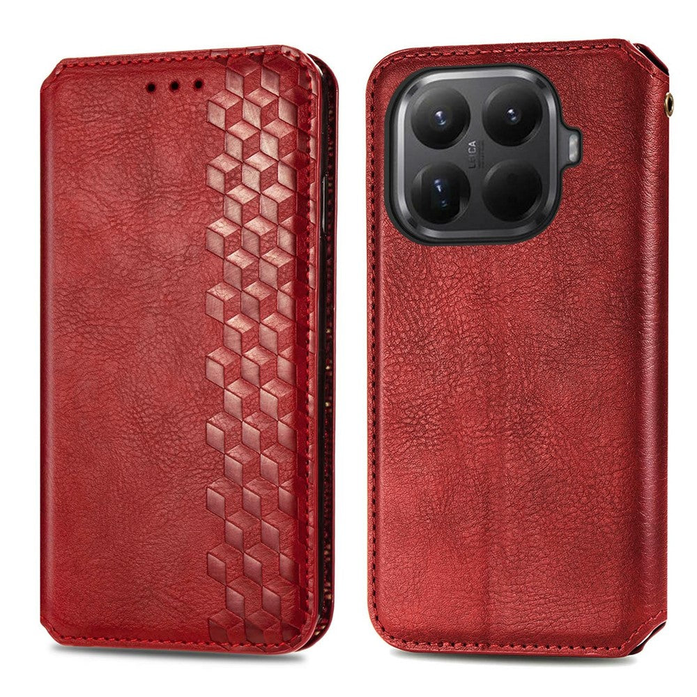 Xiaomi 15T Pro-skal Rhombus Imprint PU-läderplånboksfodral