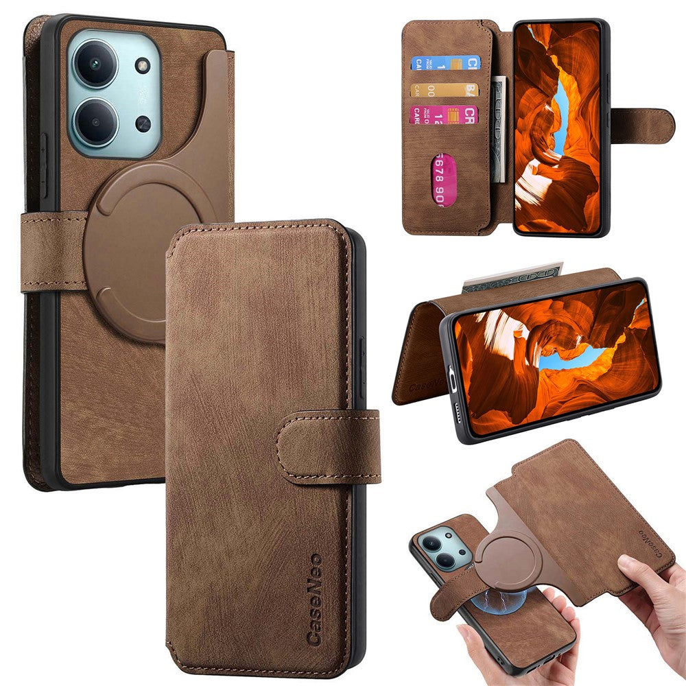CASENEO MW-03 Detachable Wallet Case For Xiaomi Poco C85 4G (171mm) / Redmi 15C 4G (Global) (171mm) Leather + TPU Phone Cover
