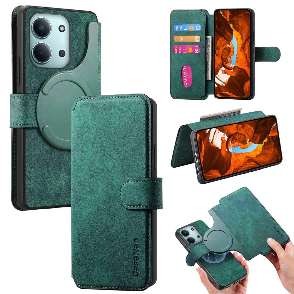 CASENEO MW-03 Detachable Wallet Case For Xiaomi Poco C85 4G (171mm) / Redmi 15C 4G (Global) (171mm) Leather + TPU Phone Cover