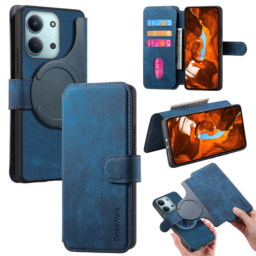 CASENEO MW-03 Detachable Wallet Case For Xiaomi Poco C85 4G (171mm) / Redmi 15C 4G (Global) (171mm) Leather + TPU Phone Cover