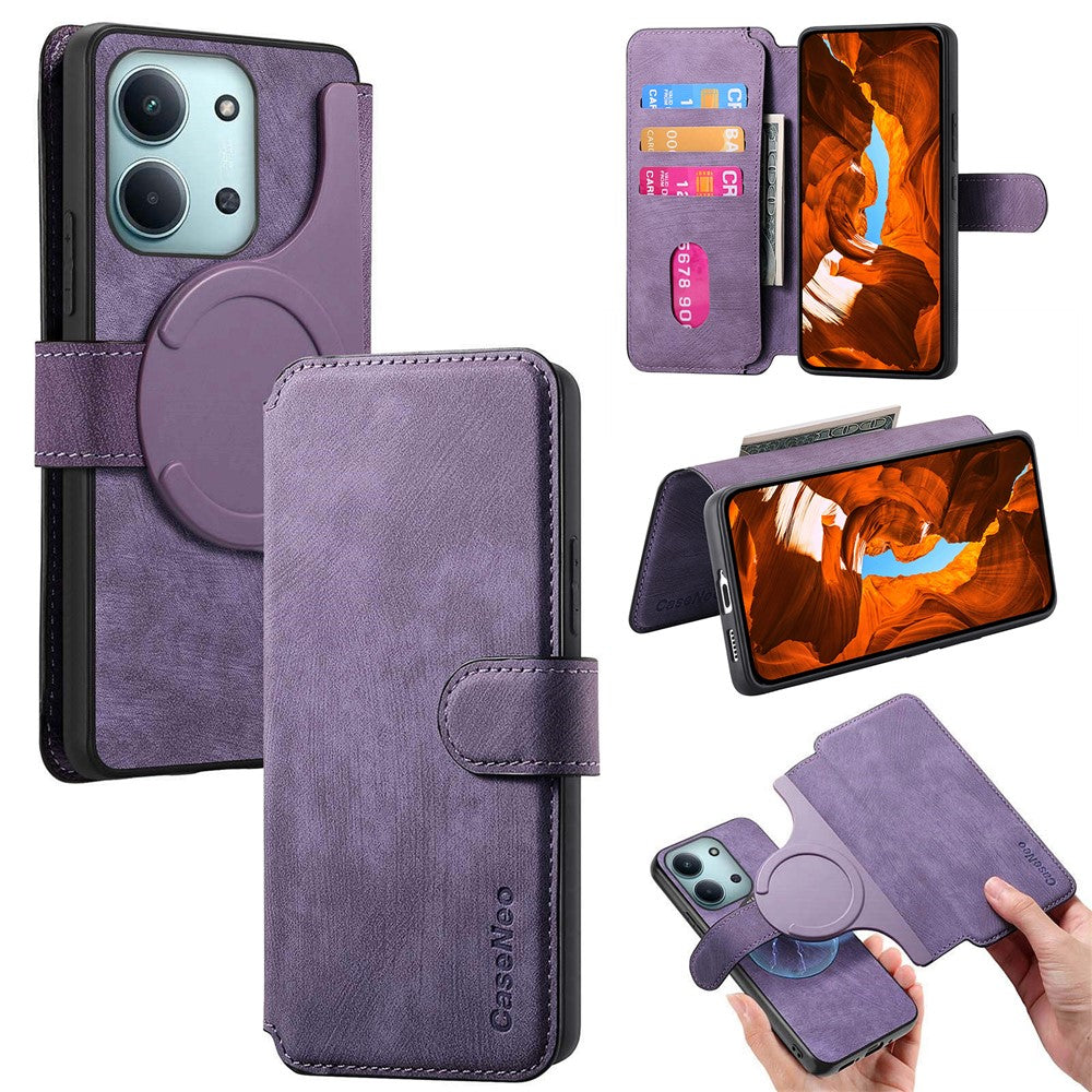 CASENEO MW-03 Detachable Wallet Case For Xiaomi Poco C85 4G (171mm) / Redmi 15C 4G (Global) (171mm) Leather + TPU Phone Cover