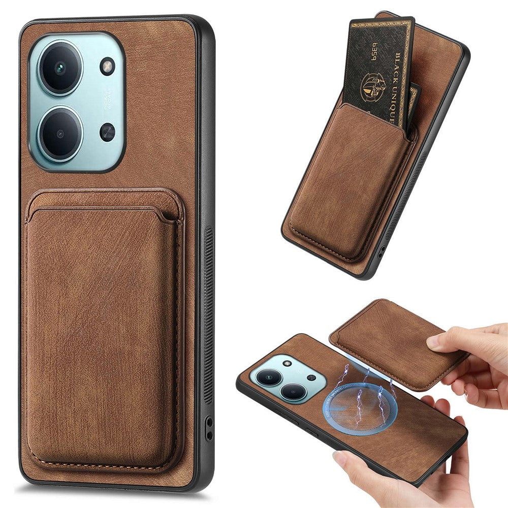 Magnetic Case For Xiaomi Poco C85 4G (171mm) / Redmi 15C 4G (Global) (171mm) Retro Leather + TPU Phone Cover with Detachable Card Slot
