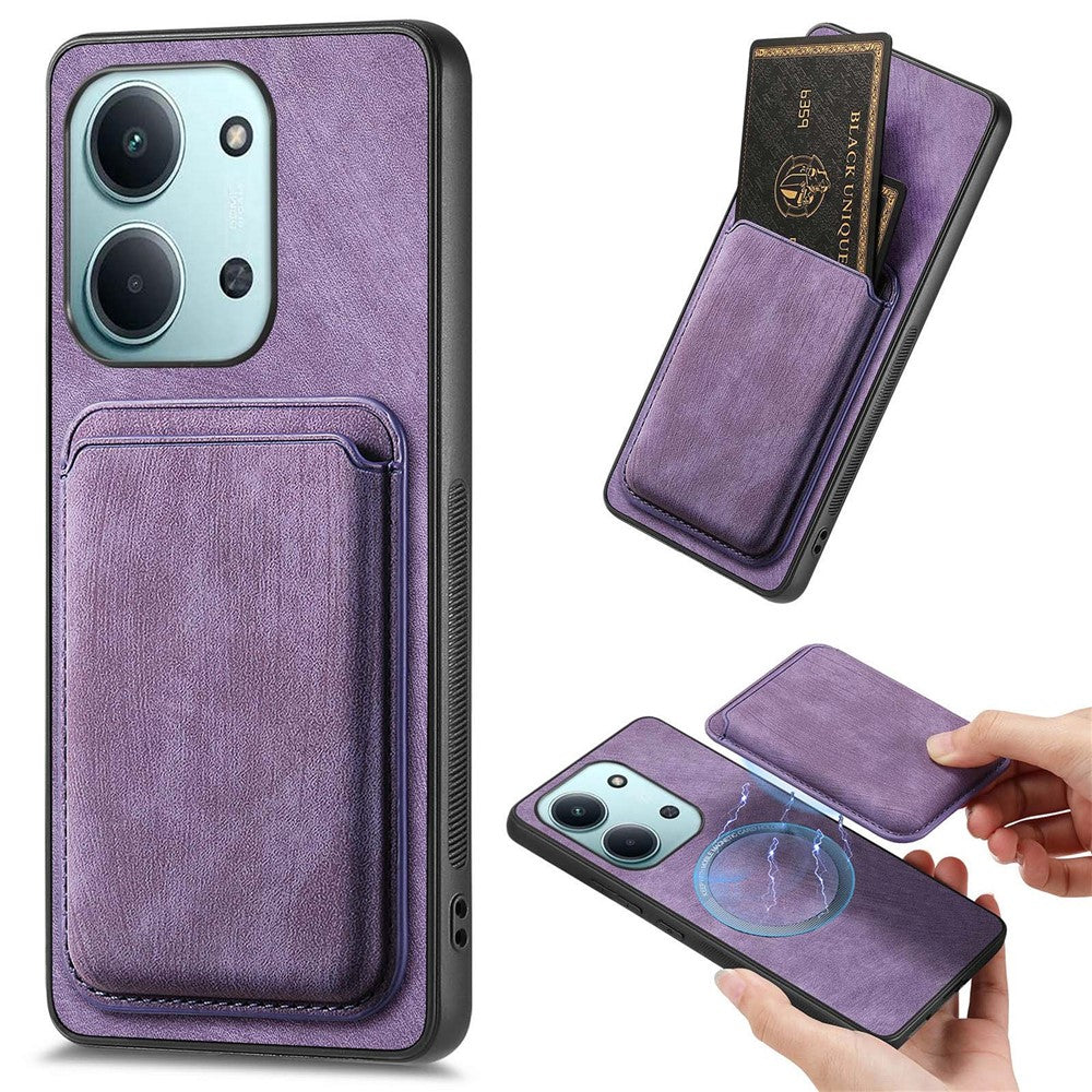 Magnetic Case For Xiaomi Poco C85 4G (171mm) / Redmi 15C 4G (Global) (171mm) Retro Leather + TPU Phone Cover with Detachable Card Slot