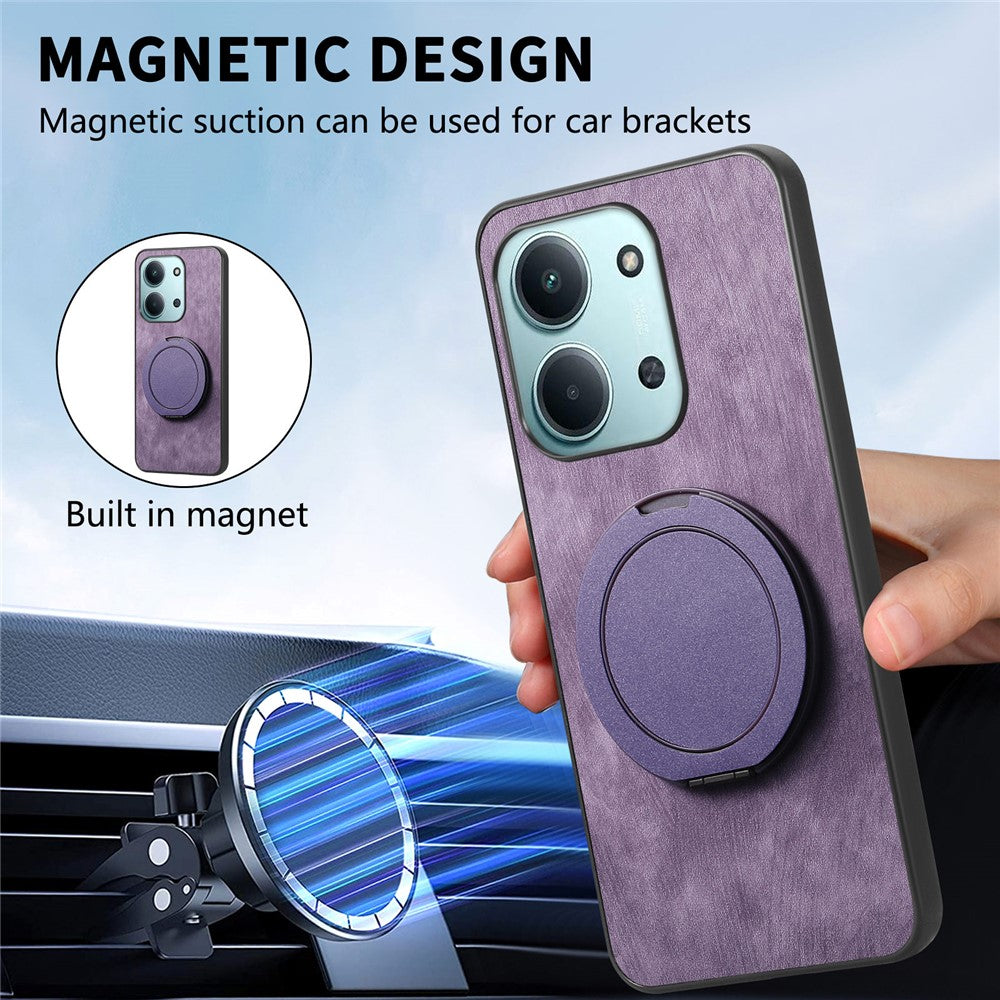Stress Relief Retro Leather Cover For Xiaomi Poco C85 4G (171mm) / Redmi 15C 4G (EU) (173mm) Phone Case with Rotating Kickstand