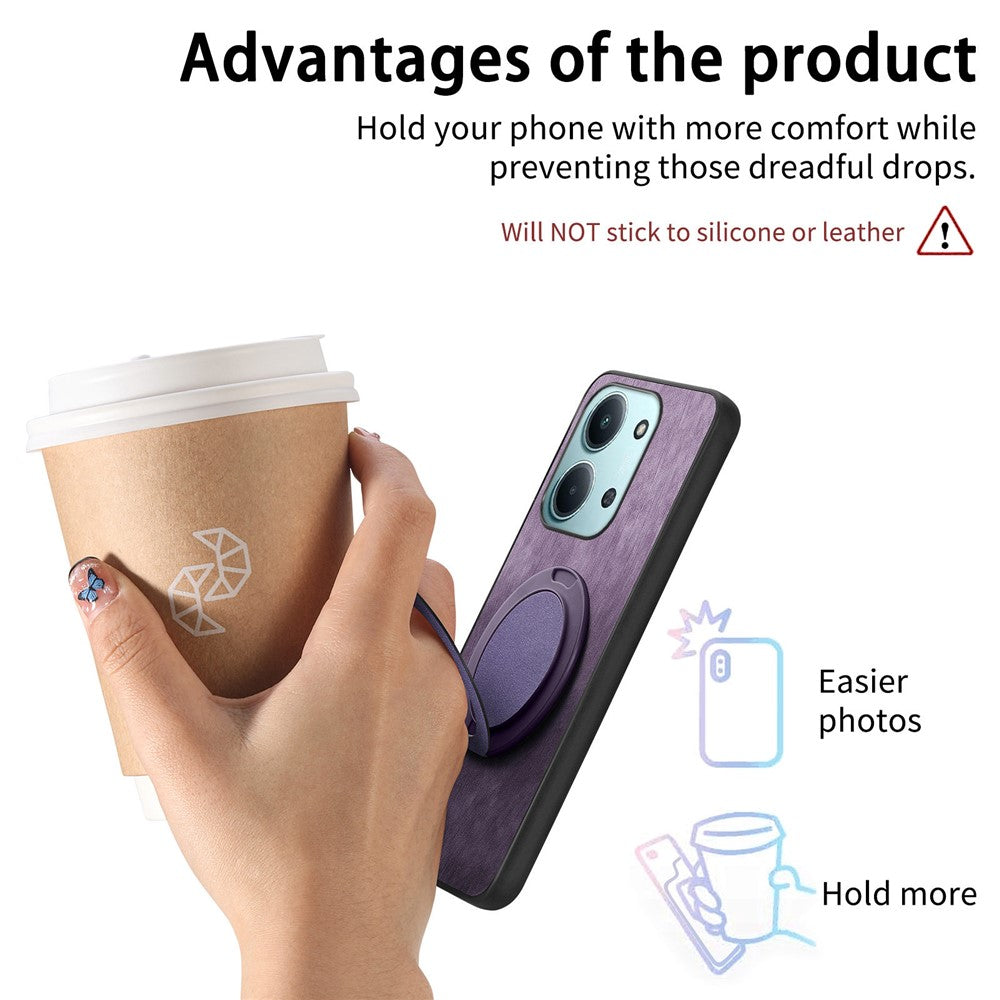 Stress Relief Retro Leather Cover For Xiaomi Poco C85 4G (171mm) / Redmi 15C 4G (EU) (173mm) Phone Case with Rotating Kickstand