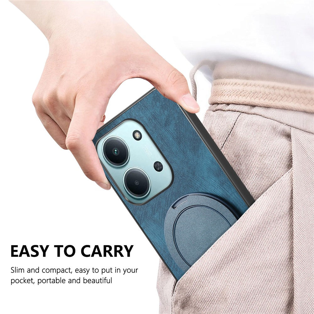 Stress Relief Retro Leather Cover For Xiaomi Poco C85 4G (171mm) / Redmi 15C 4G (EU) (173mm) Phone Case with Rotating Kickstand