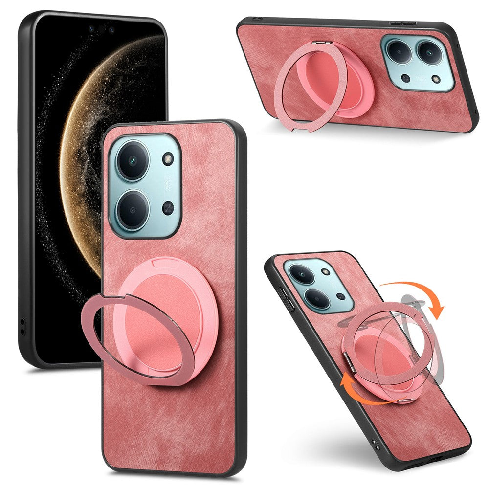 Stress Relief Retro Leather Cover For Xiaomi Poco C85 4G (171mm) / Redmi 15C 4G (EU) (173mm) Phone Case with Rotating Kickstand