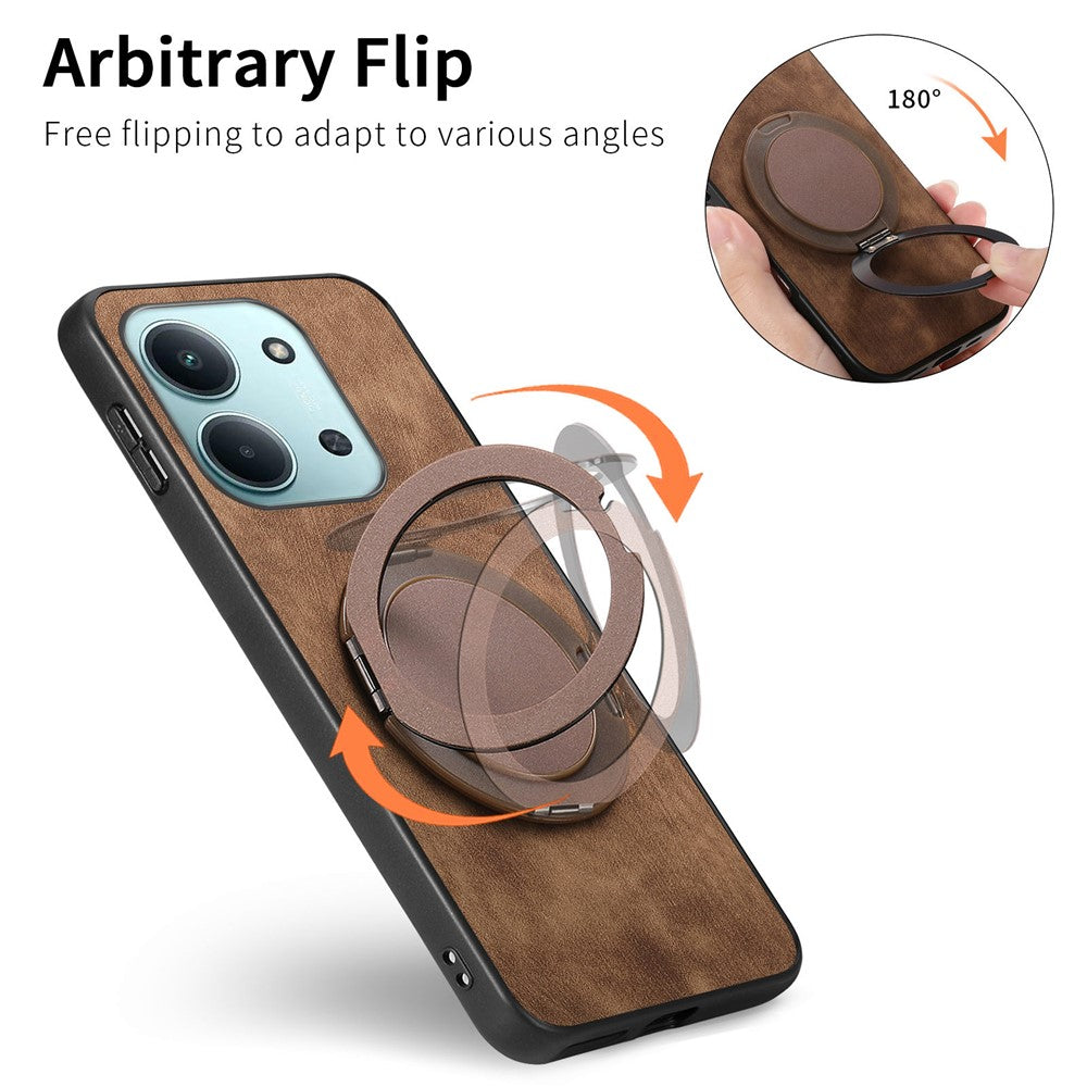 Stress Relief Retro Leather Cover For Xiaomi Poco C85 4G (171mm) / Redmi 15C 4G (EU) (173mm) Phone Case with Rotating Kickstand