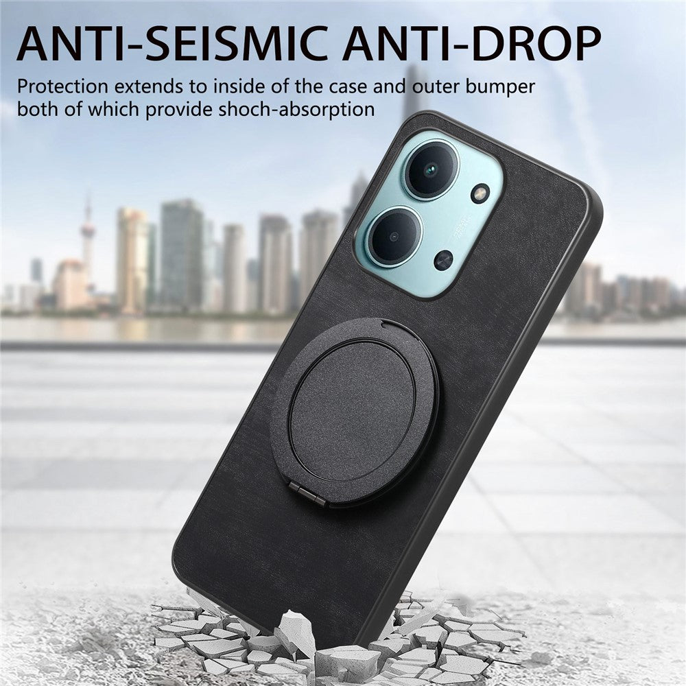 Stress Relief Retro Leather Cover For Xiaomi Poco C85 4G (171mm) / Redmi 15C 4G (EU) (173mm) Phone Case with Rotating Kickstand