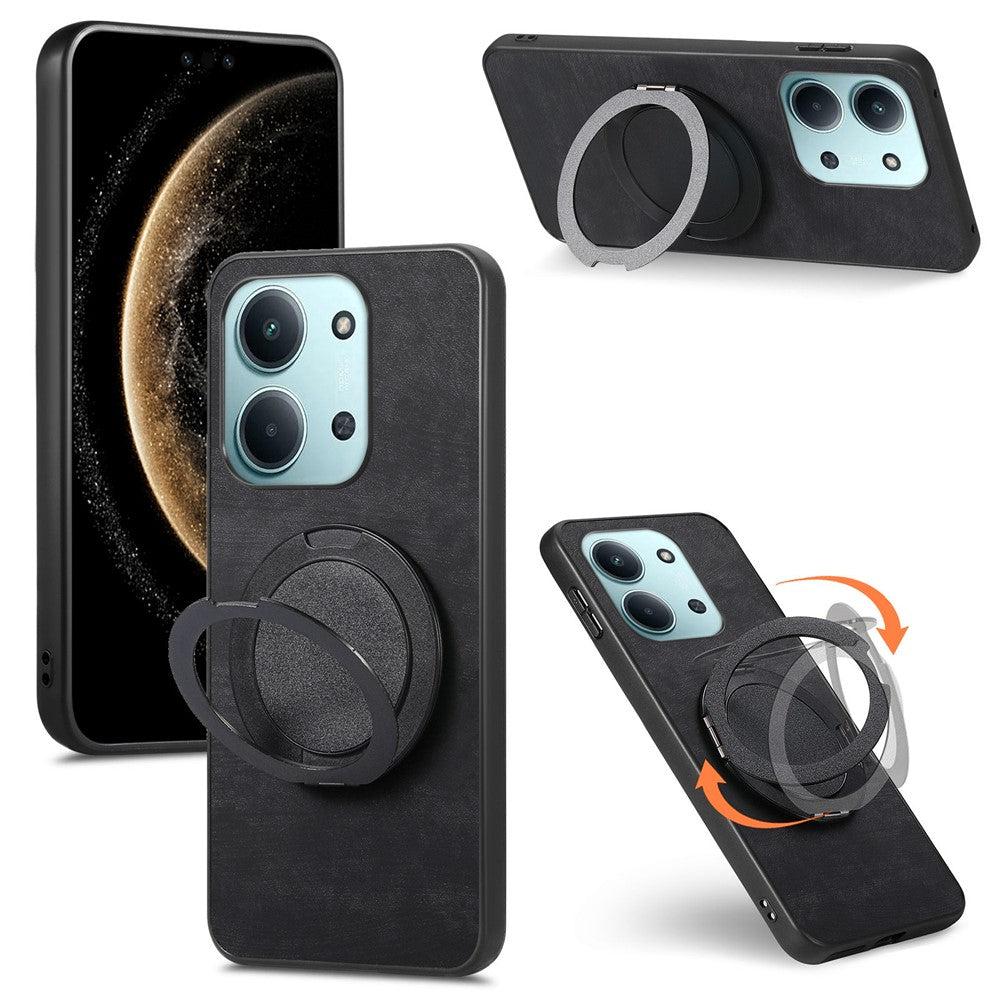 Stress Relief Retro Leather Cover For Xiaomi Poco C85 4G (171mm) / Redmi 15C 4G (EU) (173mm) Phone Case with Rotating Kickstand