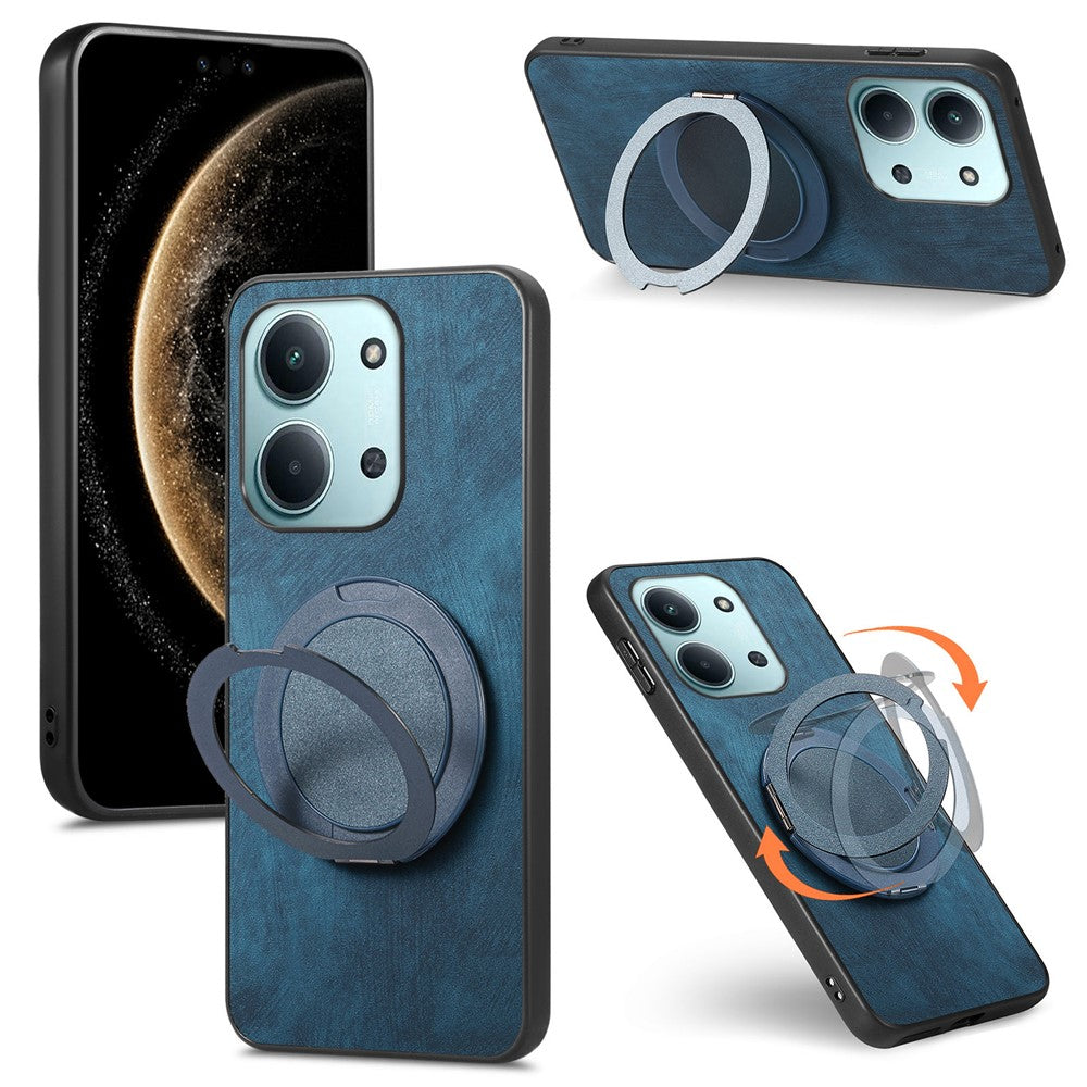 Stress Relief Retro Leather Cover For Xiaomi Poco C85 4G (171mm) / Redmi 15C 4G (EU) (173mm) Phone Case with Rotating Kickstand
