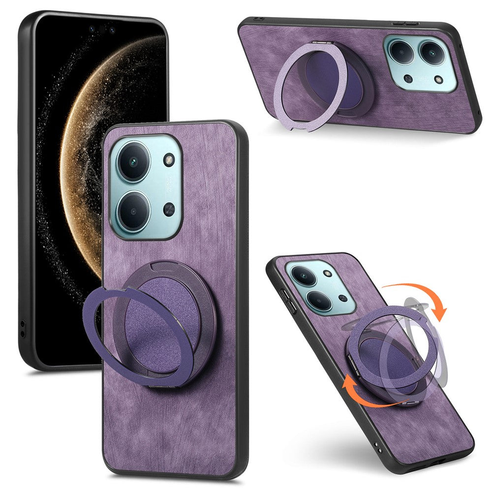 Stress Relief Retro Leather Cover For Xiaomi Poco C85 4G (171mm) / Redmi 15C 4G (EU) (173mm) Phone Case with Rotating Kickstand