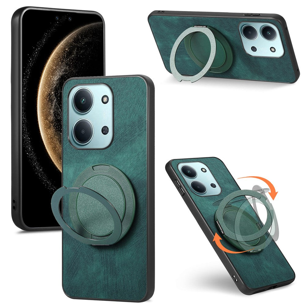 Stress Relief Retro Leather Cover For Xiaomi Poco C85 4G (171mm) / Redmi 15C 4G (EU) (173mm) Phone Case with Rotating Kickstand