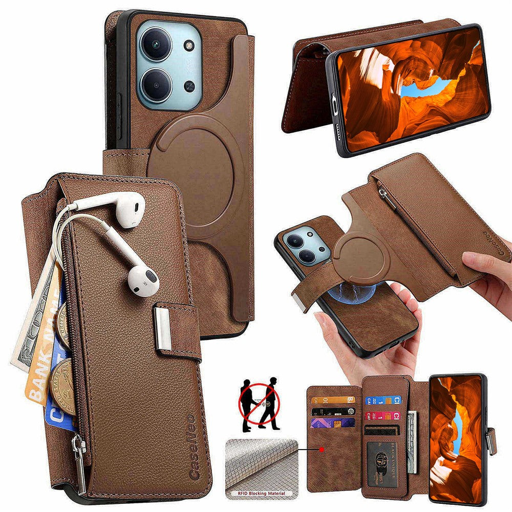 CASENEO MW-02-mobilcover til Xiaomi Redmi 15C 5G (EU) (173 mm) / 15C 4G (EU) (173 mm), aftageligt magnetisk læderetui