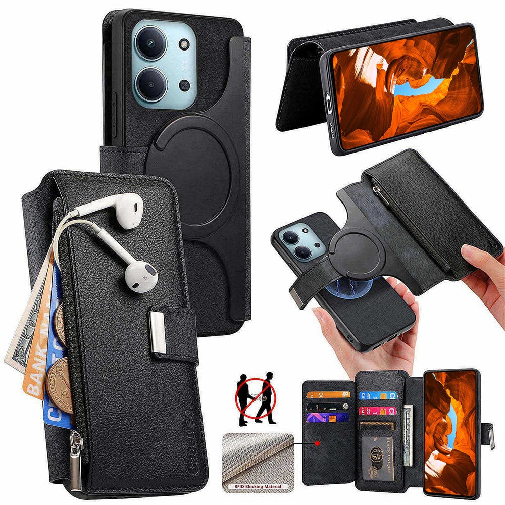 CASENEO MW-02-mobilcover til Xiaomi Redmi 15C 5G (EU) (173 mm) / 15C 4G (EU) (173 mm), aftageligt magnetisk læderetui