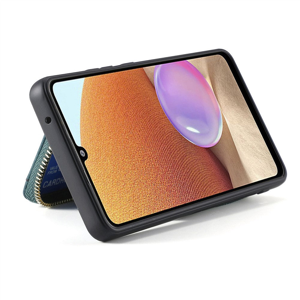 Mobilskal till Xiaomi Redmi 15C 5G (EU) (173 mm) / 4G (EU) (173 mm) PU-läder bakstycke med dragkedja, korthållare och lång rem