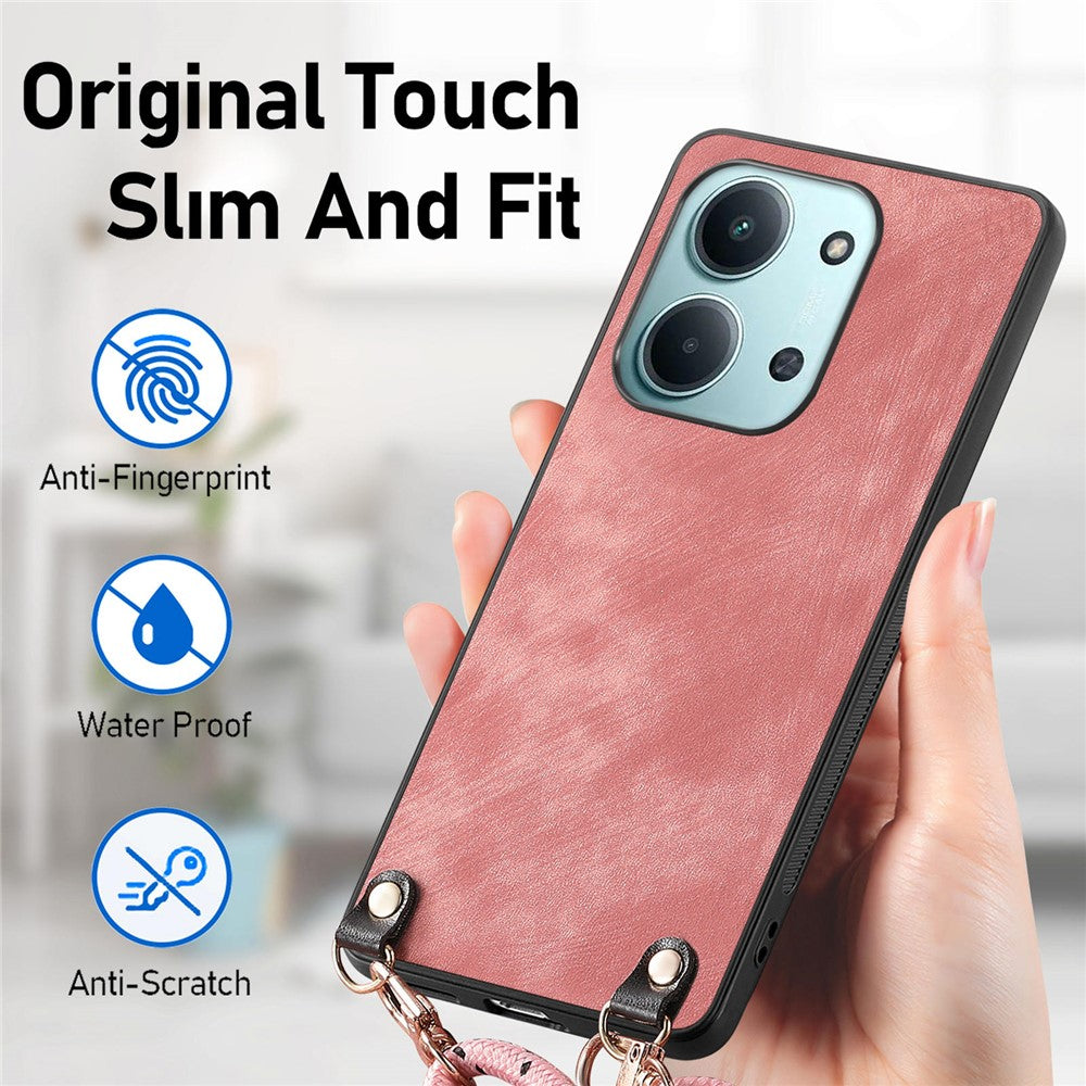 Retro Leather Case For Xiaomi Redmi 15C 5G (EU) (173mm) / 15C 4G (EU) (173mm) Phone Back Cover with Adjustable Strap