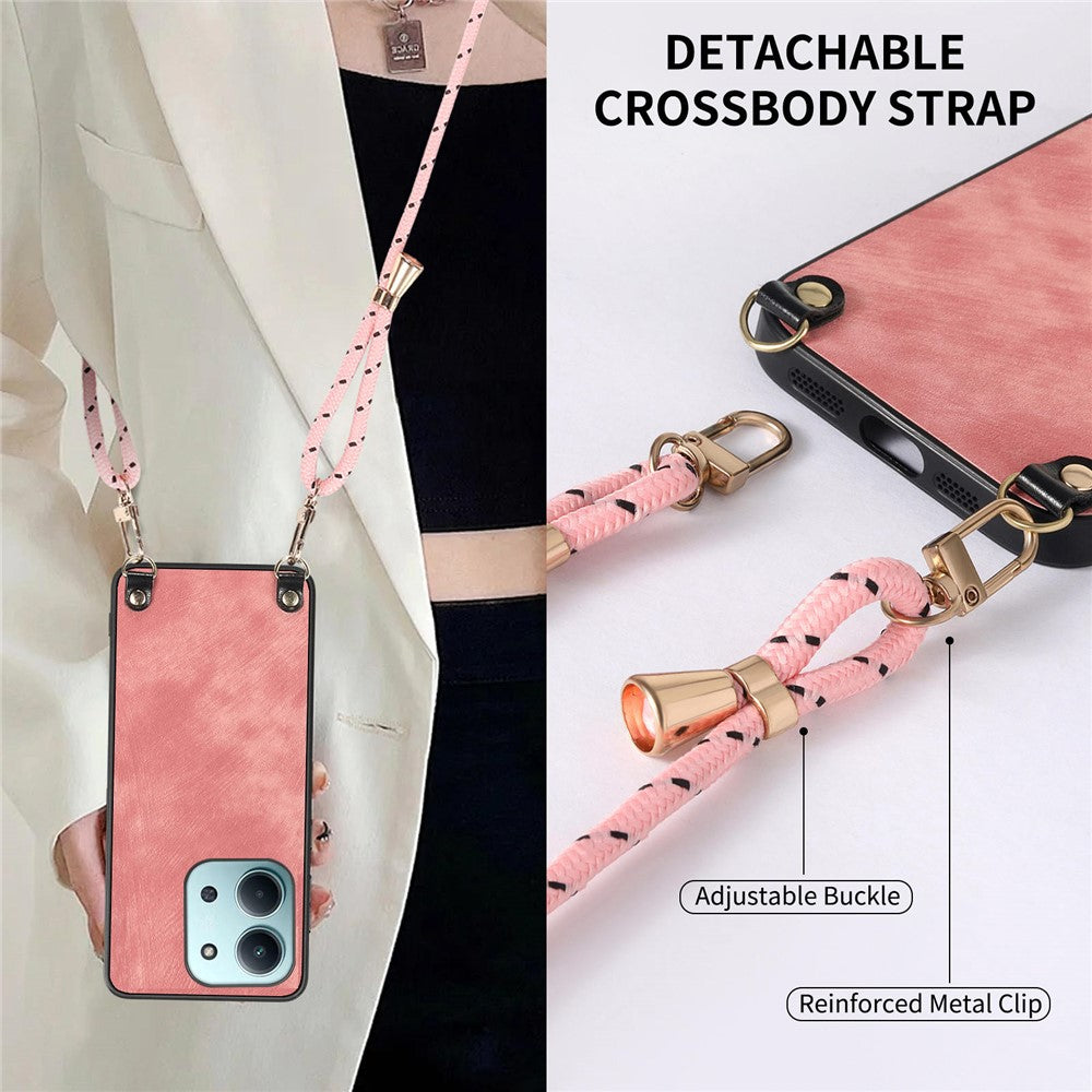 Retro Leather Case For Xiaomi Redmi 15C 5G (EU) (173mm) / 15C 4G (EU) (173mm) Phone Back Cover with Adjustable Strap
