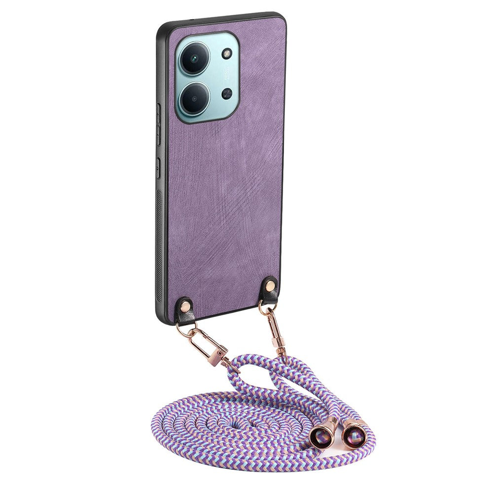 Retro Leather Case For Xiaomi Redmi 15C 5G (EU) (173mm) / 15C 4G (EU) (173mm) Phone Back Cover with Adjustable Strap